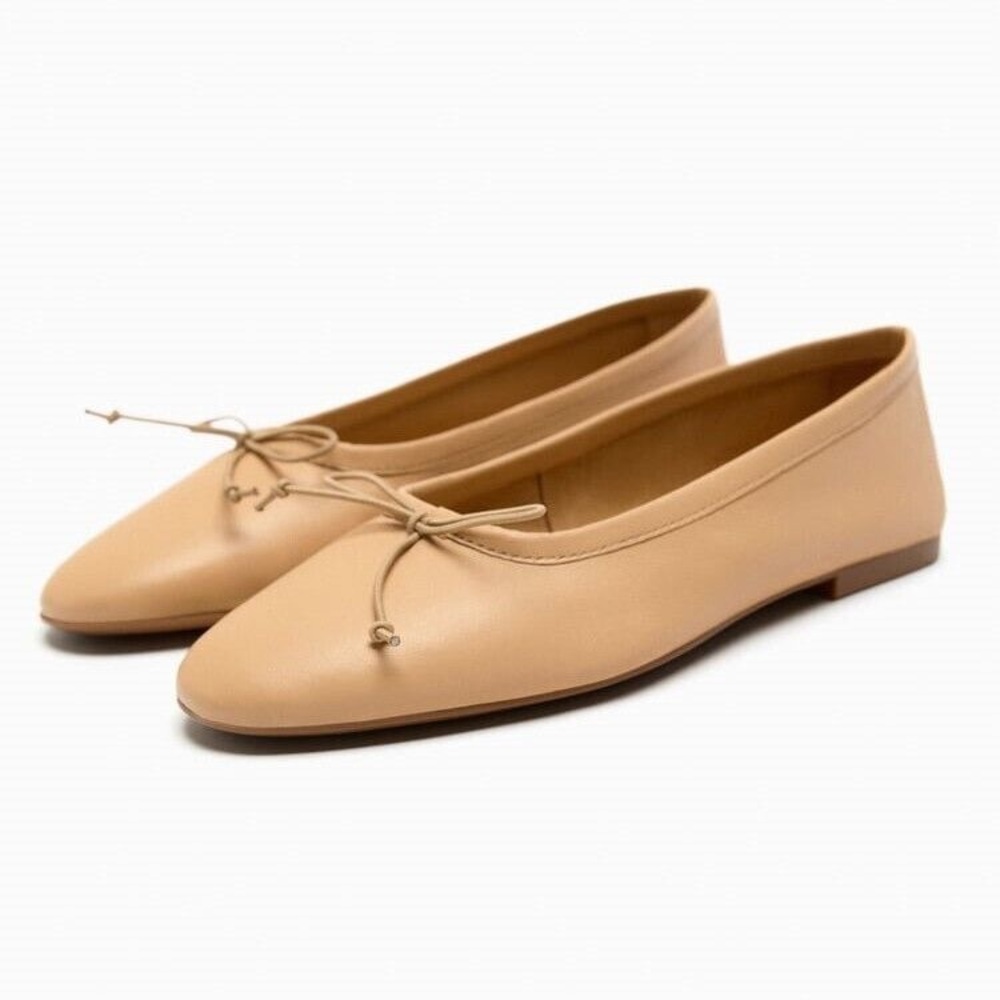 Zara Tan Leather Flats